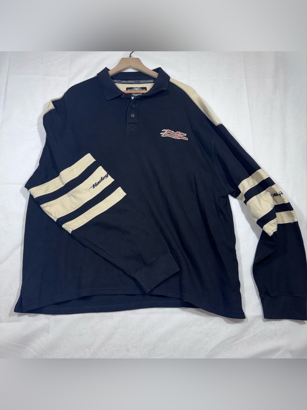 Harley-Davidson Motorcycle Heavyweight Rugby Polo Shirt Mens Size 2XL Retro